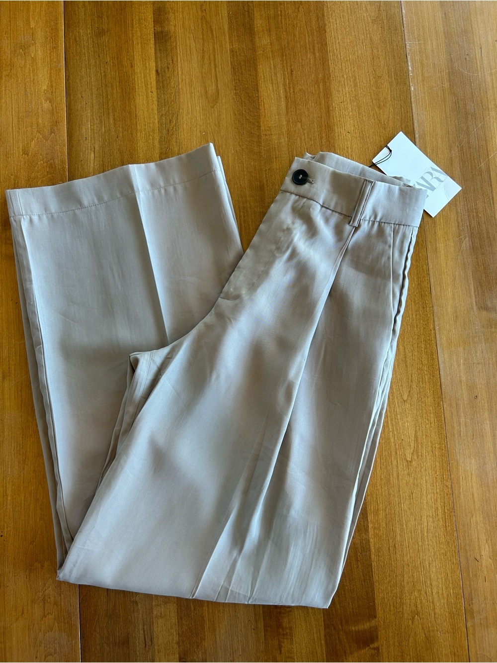Zara Beige Wide-Leg Trousers